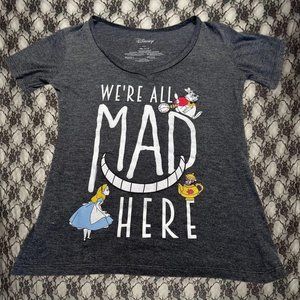 disney alice in wonderland we’re all mad here t shirt juniors small